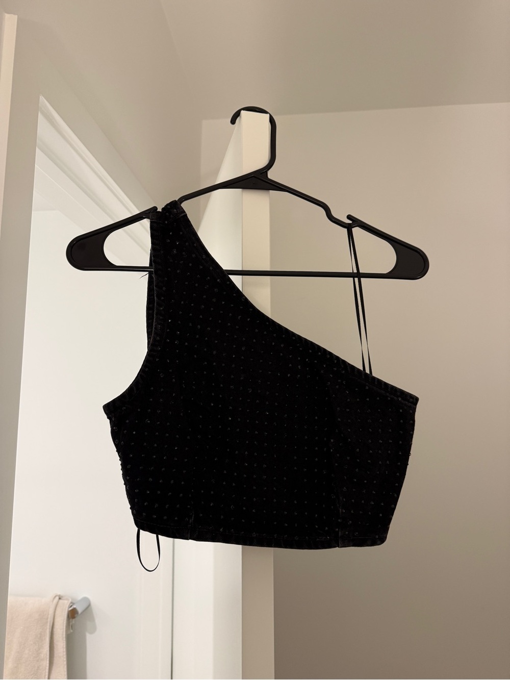 Zara denim crop top with rhinestones